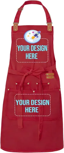 Vista 23 de BeautyWill Delantal personalizado personalizado para hombres y mujeres, delantales de cocina personalizados con bolsillos, nombre, texto, logotipo