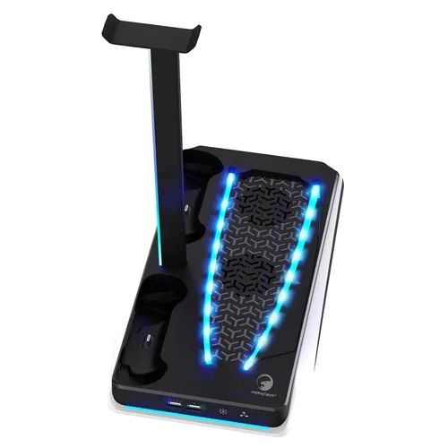 Vista 2 de Cooling Station with RGB for PS5,LANCUBE Stand with Cooling Fan and Controller Charger, Vertical Stand for PS5 Console with Headset Holder,for