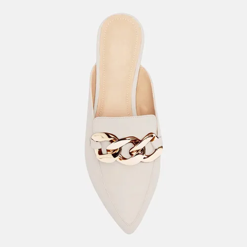 Vista 4 de Juliet Holy Mocasines planos para mujer, con puntera puntiaguda, sin espalda, sin cordones, con cadena de metal