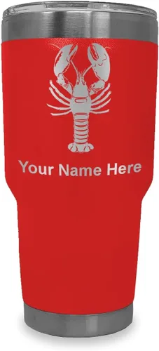 Vista 19 de LaserGram Vaso aislado al vacío de 20 onzas, langosta, grabado personalizado incluido (negro)