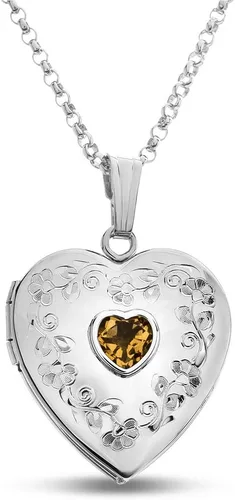 Vista 6 de FJC Finejewelers Sterling Silver Birthstone Locket Pendant Necklace Aguamarina (Aquamarine)