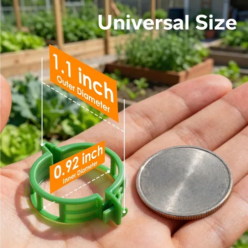 Vista 3 de 100 piezas de clips para tomate para plantas trepadoras, clips de soporte de planta de enrejado de plástico para jardín, clips reutilizables