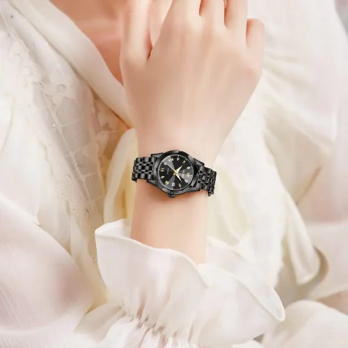 Vista 14 de OLEVS Reloj de mujer con diamantes de moda, analógico, de cuarzo, de acero inoxidable, para mujer, pequeño, para fecha, impermeable, luminoso