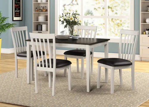 Vista 2 de Angel Line Kayla - Juego de comedor de 5 piezas, mesa rectangular y 4 sillas, color gris