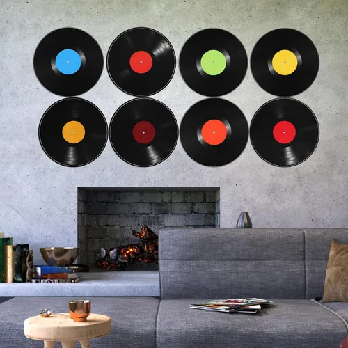 Vista 5 de MAGICLULU Discos de vinilo para decoración de pared de 8.66 pulgadas, decoración de discos retro para el hogar, dormitorio, sala de estar, estudio