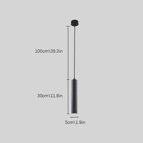 Vista 7 de Paquete de 3 luces colgantes de tubo largo de 5 W, nórdico, minimalista, negro, iluminación colgante de techo industrial de aluminio lineal, 3000k