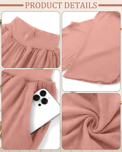 Vista 5 de Neer 3 piezas de pantalones de yoga de pierna ancha para mujer, cintura alta, casuales, holgados, cómodos, pantalones deportivos con bolsillo