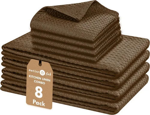 Vista 23 de Native Fab Juego de 8 toallas de cocina y paños de cocina, absorbentes, duraderos, de secado rápido para limpiar, cocinar, hornear, ideal