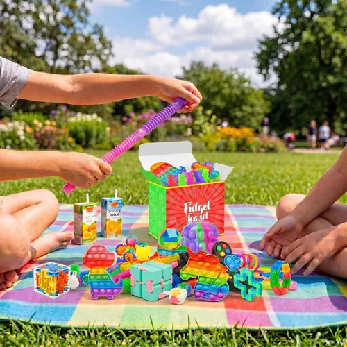 Vista 4 de Juguetes para estirar, paquete de 126 recuerdos para niños de 8-12 y 4-8 años, juguetes sensoriales a granel para autismo, juguetes de caja