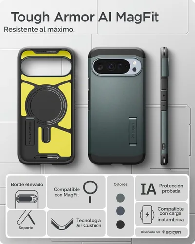 Vista 3 de Spigen Tough Armor MagFit for Pixel 10 Pro XL Case, Abyss Green Abyss Verde