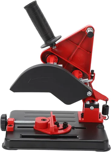 Vista 5 de Soporte para amoladora angular, soporte fijo, estación de corte duradera para taller, hierro fundido, rojo y negro, se adapta a amoladora de 100 a