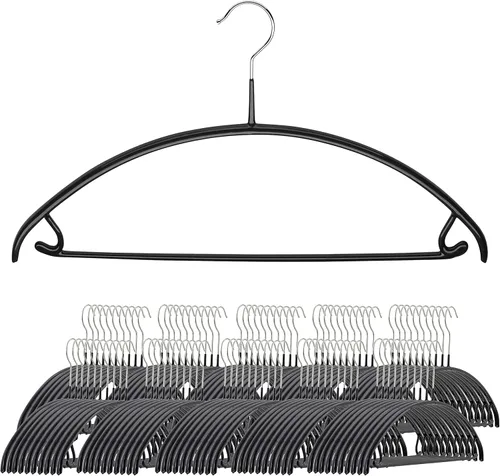 Vista 9 de MAWA Reston Lloyd Euro Series - Percha antideslizante con barra y ganchos para pantalones y faldas, estilo 42/U, juego de 2, color negro