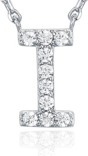 Vista 20 de PAVOI 14K White Gold Plated Cubic Zirconia Initial Necklace Letter Dainty Necklaces for Women