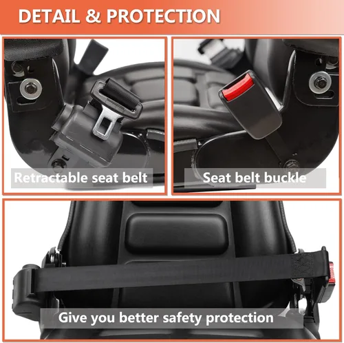Vista 2 de Asiento universal para montacargas, asiento para tractor con micro interruptor, apoyabrazos y cinturón de seguridad, para tractor, excavadora