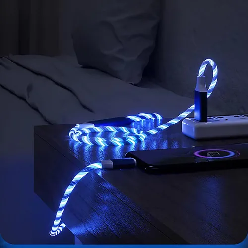 Vista 6 de Cable de carga 3 en 1, cable de carga LED múltiple, cable de carga iluminado, cable USB 3A, compatible con la mayoría de teléfonos inteligentes