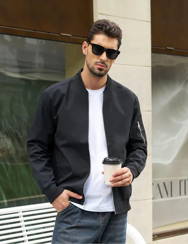 Vista 3 de MAGNIVIT - Chaqueta bomber ligera para hombre, cortavientos, casual, para primavera y otoño, para exteriores