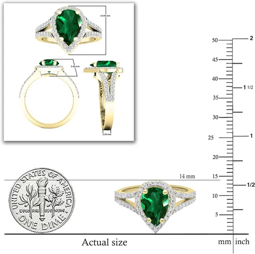 Vista 44 de Dazzlingrock Collection Anillo de compromiso con forma de lágrima y diamante blanco natural redondo de 0.45 quilates con halo de diamantes blancos