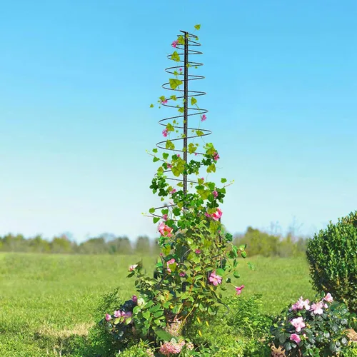 Vista 7 de Enrejado para plantas trepadoras al aire libre, 73 pulgadas de alto, enrejado de metal para jardín, para verduras, flores, plantas, soporte de vid