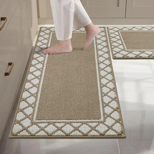 Vista 8 de COSY HOMEER Juegos de 2 Alfombras de Cocina Lavables Antideslizantes Tapetes de Cocina para Piso Absorbentes Alfombra Corredor de Cocina