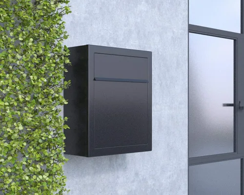 Vista 4 de Base by Bravios - Buzón de diseño contemporáneo en negro con recubrimiento en polvo