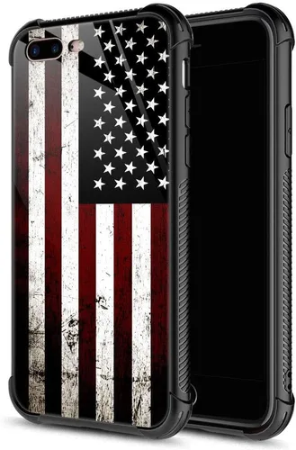 Vista 15 de ZHEGAILIAN Funda compatible con iPhone 7P/8P, AK 47, carcasa de munición para ametralladora AK 47, parte trasera de vidrio templado + funda