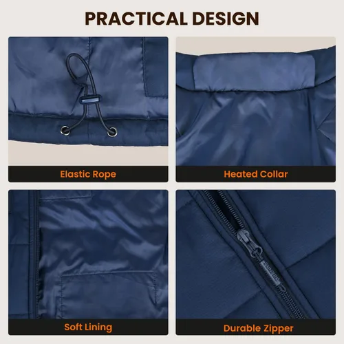 Vista 5 de FUNPRO Chaleco térmico para hombres y mujeres, chaquetas térmicas ligeras, diseño de luces fuera (paquete de baterías no incluidas)