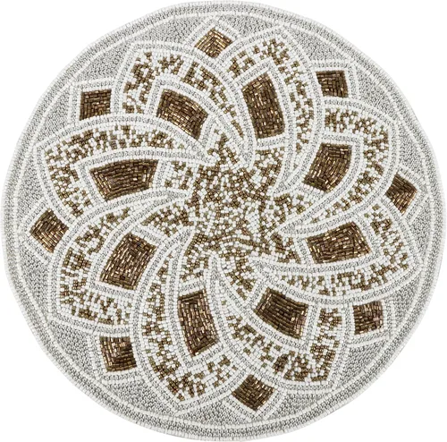 Vista 24 de Manteles individuales de 13 pulgadas con cuentas redondas para mesa de comedor - Manteles decorativos con cuentas de vidrio y respaldo de algodón