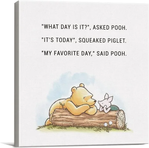 Vista 10 de Arte de pared clásico con cita de Winnie the Pooh, retro, Any Day Spent With You is My Favorite Day Sayings, lienzo, cuadros enmarcados, letrero