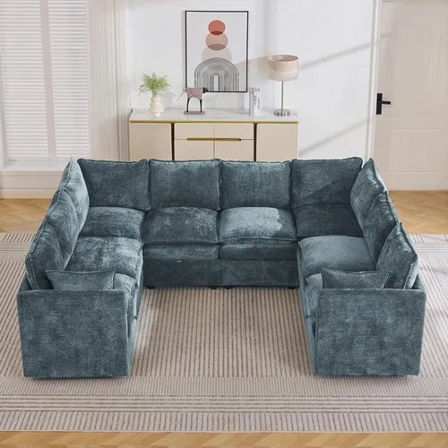 Vista 55 de Otomana cuadrada grande de 27 pulgadas con almacenamiento, reposapiés tapizado moderno con patas antideslizantes para sofá, mesa de café, sala