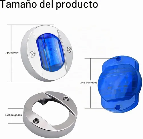 Vista 5 de ALFU 4 luces LED azules de 12 V para navegación y cortesía, luces de popa de barco y anclaje redondas impermeables para pesca nocturna y yate Azul