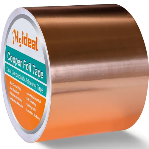 Vista 14 de Cinta de lámina de cobre [4 paquetes] (5mm, 6mm, 8mm, 10mm) X 20.12 metros con adhesivo conductivo doble para guitarra, reparaciones eléctricas