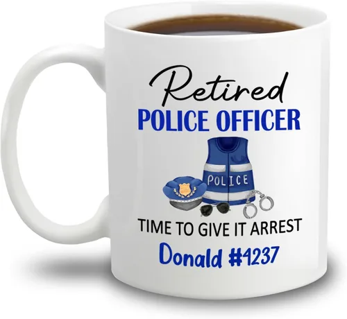 Vista 13 de Taza de café personalizada de policía de regalo para amigo compañero de trabajo, I Never Dreamed I'd Grow Up To Be A Cop Taza de café de cerámica