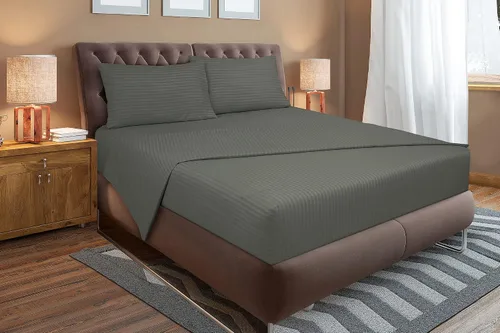 Vista 6 de ROYALE LINENS Juego de sábanas de 3 piezas individual XL, microfibra suave cepillada de 1800, 1 sábana bajera, 1 sábana encimera, 1 funda de Stripe
