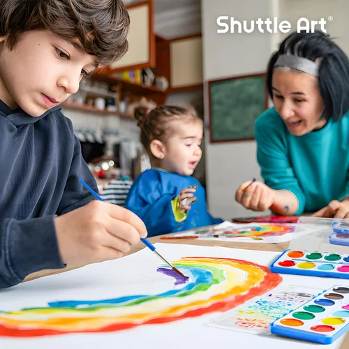 Vista 6 de Shuttle Art Juego de 30 pinturas de acuarela a granel, juego de pintura de acuarela de 12 colores a granel con pinceles para niños y adultos