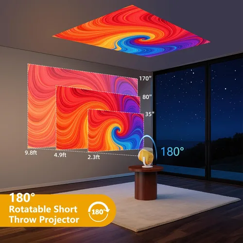 Vista 3 de Mini Proyector Portátil con WiFi y Bluetooth Proyector de Película Giratoria Proyectores LED Pico Electrónicos para Cine en Casa Compatible