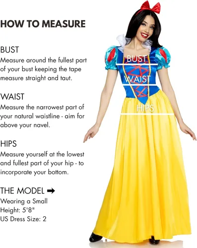 Vista 6 de Leg Avenue Vestido completo de princesa clásico de Blancanieves para mujer, para amigas y familiares