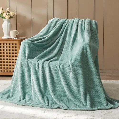 Vista 16 de NEWCOSPLAY Manta de Tiro Súper Suave Aqua Franela Sedosa Premium Fleece con Patrón de Hojas Ligera Manta de Cama para Uso en Todas las Estaciones