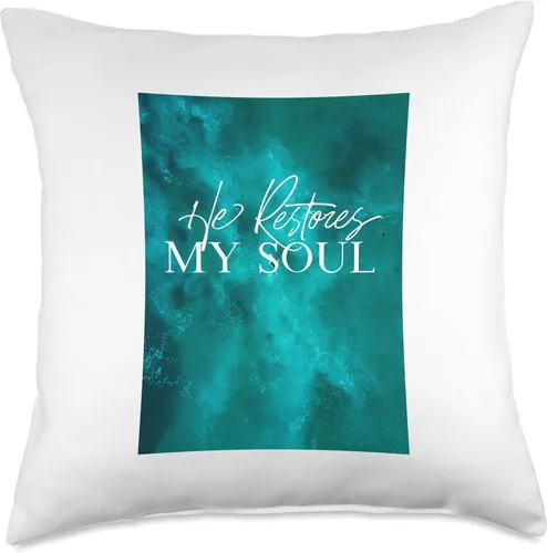 Vista 5 de Words of Light He Restores My Soul - Almohada (16 x 16 pulgadas), multicolor