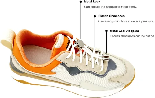 Vista 6 de Ahoper Cierre de metal cordones para zapatos sin ataduras para adultos, cordones elásticos para tenis, sin ataduras para niños, cuerdas de zapatos