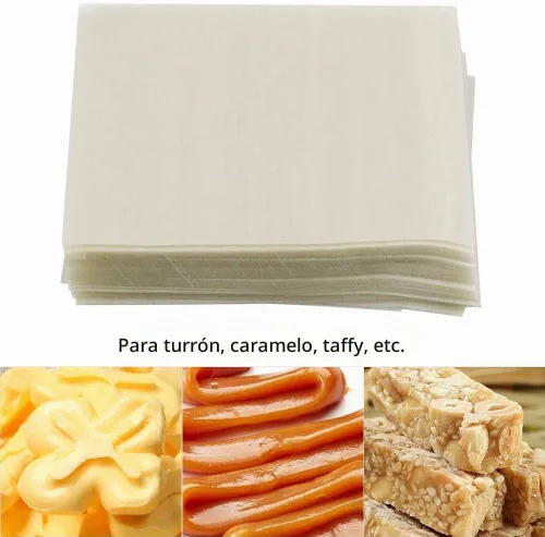 Vista 4 de 500 piezas de papel comestible de oblea de arroz para caramelos y embalaje