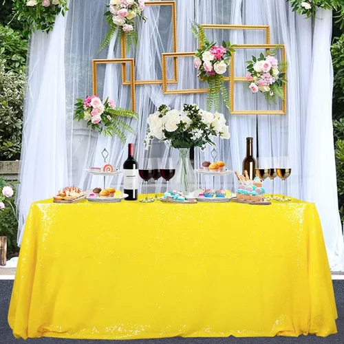 Vista 21 de Partisout - Mantel redondo de lentejuelas de 48 pulgadas color rosa brillante - Cubierta de mesa con purpurina brillante para boda, cumpleaños Rosa