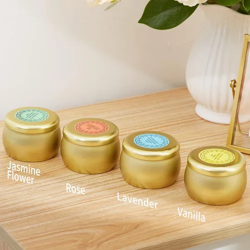 Vista 3 de Juego de velas perfumadas de regalo, 12 unidades de cera de soja natural de una sola lata de 4 onzas para reuniones familiares, velas festivas