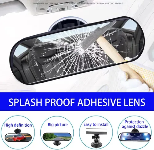 Vista 5 de 1 espejo retrovisor con ventosa, espejo retrovisor HD para automóvil, ABS ajustable antirreflejo, para la mayoría de automóviles, SUV, camiones