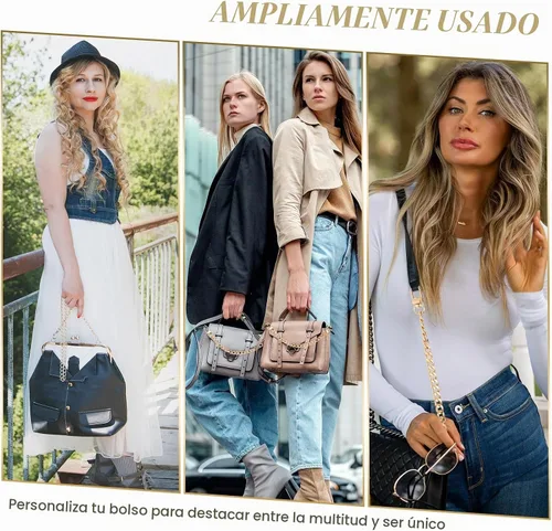 Vista 6 de 4 correas de cadena para bolso de 7.9 pulgadas, accesorios de cadenas para bolso, extensor de bolso plano, correas de repuesto para hombro con 24