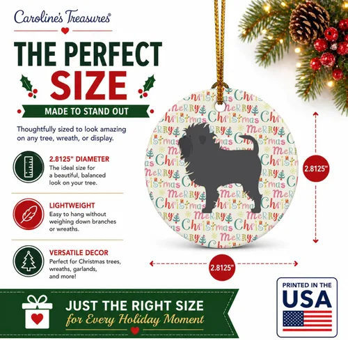 Vista 4 de Caroline's Treasures Affenpinscher - Adorno de cerámica con texto en inglés "Merry Christmas", multicolor para colgar en el árbol de Navidad