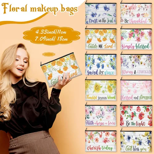 Vista 6 de 36 piezas de regalos cristianos para mujeres a granel, bolsas de maquillaje cristianas, llavero religioso, bolígrafos con versículos bíblicos, citas