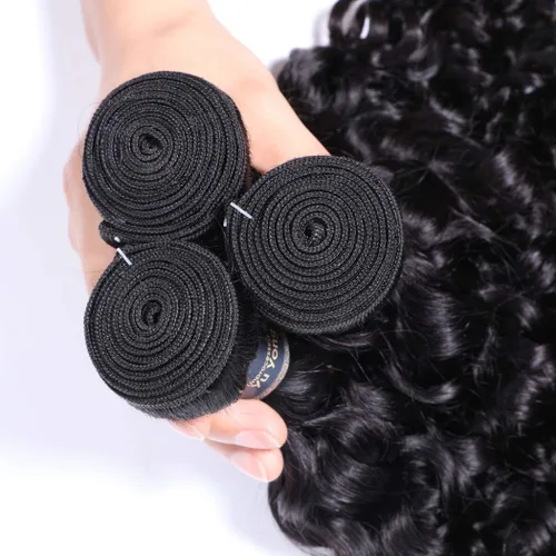Vista 5 de Extensiones de cabello humano virgen brasileño ondulado de 10, 12, 14 pulgadas, sin procesar, mojado y ondulado, 3 paquetes de extensiones