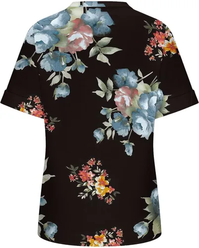 Vista 5 de 2023 Y2K, Camiseta estampada Blusa de Manga Corta con Cuello de pico para Mujer Camiseta holgada a la Moda ropa Playa