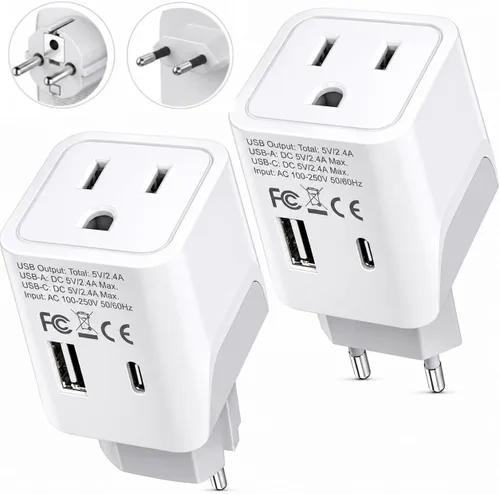 Vista 12 de Ceptics 45W Universal Travel Adapter w/ 3 USB-A, 2 USB-C & Universal Input Negro