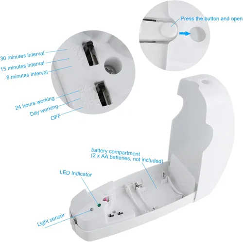 Vista 7 de Ambientador automático de pared Ambientador automático Ambientador Temporizado Dispensador de ambientador de aire ajustable montado en la pared